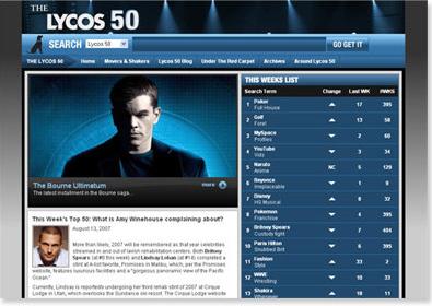 The Lycos 50 is a list of the most popular queries